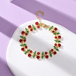 Messing-Mikropavé-Kubikzirkonia-Gliederarmbänder für Damen&nbsp;BJEW-D342-05G