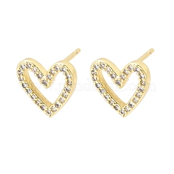 Valentinstag-Ohrstecker in Herzform aus Messing mit Mikropavé und klaren Zirkonia&nbsp;EJEW-C186-17G-02