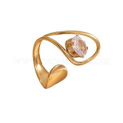 Anelli polsino aperto in acciaio inossidabile 304 con strass per donna&nbsp;WGC538A-01