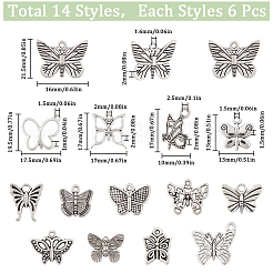 84 stücke 14 arten tibetischen stil legierung schmetterling anhänger&nbsp;FIND-SC0007-11