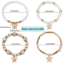 1 ensemble de bracelets extensibles en cristal de quartz synthétique et en perles d'imitation acrylique&nbsp;BJEW-SP0001-06