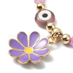 Pulsera con dije de esmalte y aleación de flores&nbsp;BJEW-JB09600