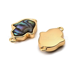 Natürliche Paua-Muschel Hamsa Hand Verbinder Charms&nbsp;KK-G538-44G
