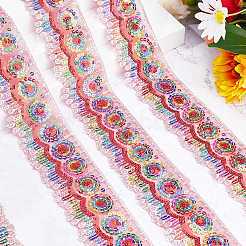4~4.5 m de bordure en dentelle de polyester de style ethnique avec paillettes colorées&nbsp;OCOR-GF0002-39B