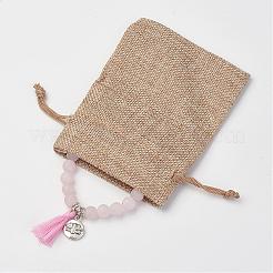 Rosa naturale perle di quarzo si estendono braccialetti&nbsp;BJEW-JB02812-02
