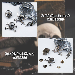4 Stück 4 Stile Totenkopf-Broschen aus Legierung&nbsp;AJEW-FH0005-59AS