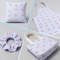 Tessuto di cotone con motivo a fiocco e tartan&nbsp;DIY-WH0890-31B