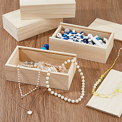 Rechteckige Geschenk-Aufbewahrungsbox aus unlackiertem Holz&nbsp;CON-WH0094-38A