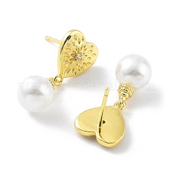 Orecchini a bottone in ottone placcato a forma di cuore da donna&nbsp;KK-Z038-03G