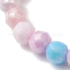 Braccialetti elastici con perline rotonde in vetro galvanizzato per donna&nbsp;BJEW-JB12630-02