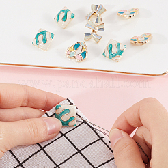 12 Stück 3 Stil Bowknot/Herz/Quadrat 1-Loch Legierung Emaille Schaftknöpfe&nbsp;BUTT-GF0003-81