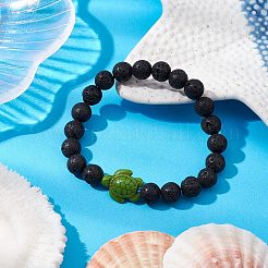 Stretch-Armbänder aus natürlichem Lavastein&nbsp;BJEW-JB11095-03