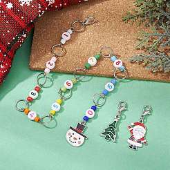 3 Uds. Conjuntos de marcadores de punto de bloqueo y cadenas de tejer con tema navideño&nbsp;HJEW-JM01338-02