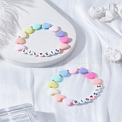 2 stücke 2 stile wort acryl herz perlen stretch armbänder&nbsp;BJEW-LP0004-28