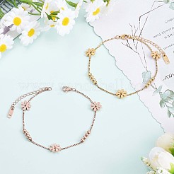 Edelstahl-Fußkettchen mit Gänseblümchen-Blumen und Panzerketten für Damen&nbsp;JA196B