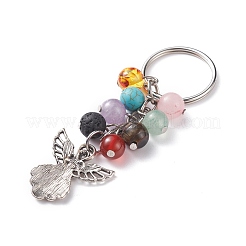 Porte-clés perles de pierres précieuses mélangées&nbsp;KEYC-AL00001