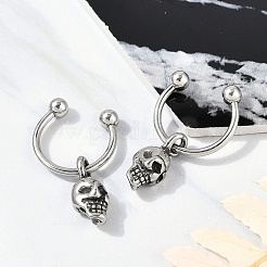 Totenkopf Halbcreolen aus chirurgischem 316 Edelstahl für Damen&nbsp;EJEW-G416-48AS