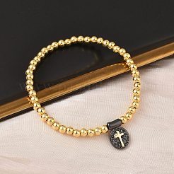 Braccialetti con ciondoli ovali in ottone&nbsp;BJEW-B148-03B-04