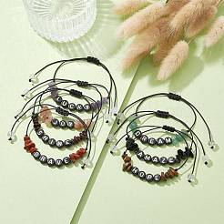Armbänder aus geflochtenen Perlen mit natürlichen Edelsteinsplittern&nbsp;BJEW-JB09608