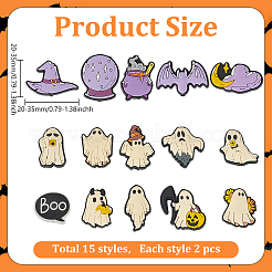 30 Stück 15 Stile Halloween-Themen-PVC-Perlen-Sets&nbsp;PVC-ME0001-01