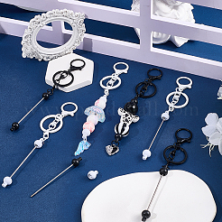 10 fermoir porte-clés en alliage bicolore avec perles&nbsp;FIND-SC0017-19