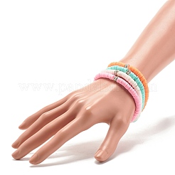 4 stücke 4 farben hanamade polymer clay heishi surfer stretch armbänder set&nbsp;BJEW-JB07716