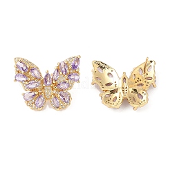 Laiton placage en rack avec des boucles d'oreilles en zircone cubique pour les femmes&nbsp;EJEW-G394-06G