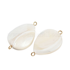 Breloques connecteurs en forme de larme de coquillage naturel&nbsp;X1-STAS-D378-28G