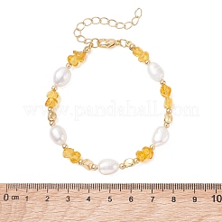 Braccialetti di perline in ambra naturale e perle d'acqua dolce coltivate per le donne&nbsp;BJEW-JB13645