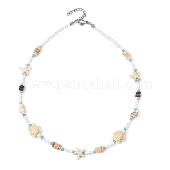 Collane estive da spiaggia con stelle marine sintetiche tinte di turchese&nbsp;NJEW-JN06503