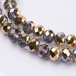 Fili di perline in vetro placcato sfaccettato mezzo rondella&nbsp;X-EGLA-D020-10x8mm-14