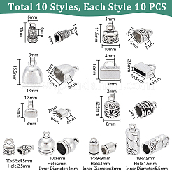 100 Stück 10 Stile tibetischer Stil Legierung Kordelenden&nbsp;TIBEP-PH0001-50