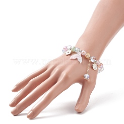 Bracciale elastico con perline rotonde in vetro e pietra di luna sintetica&nbsp;BJEW-TA00192
