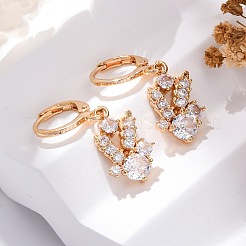 Orecchini a monachella in ottone con micro pavé di zirconi chiari&nbsp;EJEW-K300-45G