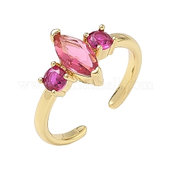Bagues ouvertes en laiton avec micro pavé de zircones cubiques pour femmes&nbsp;RJEW-L343-14G