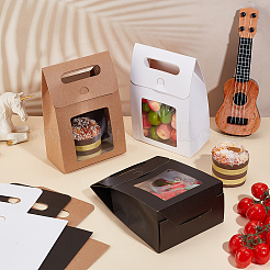 Faltbare Geschenktüten aus Papier mit Lochgriff und Sichtfenster aus Kunststoff&nbsp;LS-ABAG-WH0038-52B-02