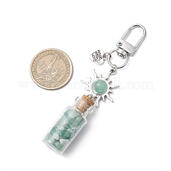 Botella de deseos de vidrio con chips de piedras preciosas naturales y sintéticas en el interior y adornos colgantes&nbsp;GG-CJ167A