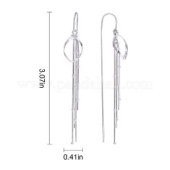 Orecchini pendenti a forma di goccia con nappa a catena in argento sterling placcato rodio anti-ossidazione 925&nbsp;JE1044A