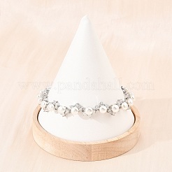 Bracelets de tennis en laiton platine sertis de micro-pavés de zirconiums cubiques et de perles en plastique&nbsp;BJEW-B160-16P