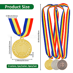 3 Stück Medaille aus 3 Farben Legierung&nbsp;AJEW-FH0005-80