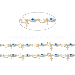 Catene a maglie smaltate con occhio di cavallo e stella e luna&nbsp;CHC-C003-26G-02