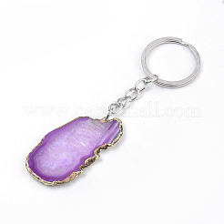 Porte-clés en agate naturelle plaquée&nbsp;KEYC-S252-09
