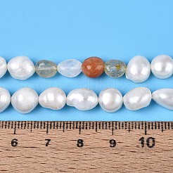 Natürliche gemischte Edelsteinnuggets und Stränge aus natürlichen Süßwasser-Zuchtperlen&nbsp;PEAR-N023-01A-12