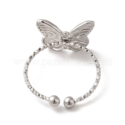 Anlaufgeschützte offene Manschettenringe aus 304er Edelstahl mit Schmetterlingsdesign für Damen&nbsp;X-RJEW-H136-05P