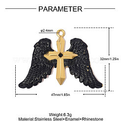 Pendentifs en acier inoxydable 304 avec émail noir&nbsp;SA-OY002-25G-02