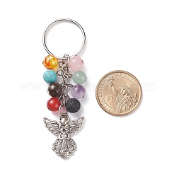 Porte-clés perles de pierres précieuses mélangées&nbsp;KEYC-AL00001