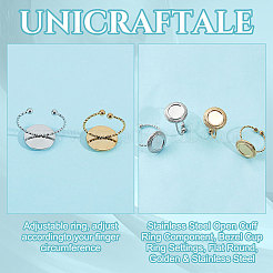 10 pieza de anillo de puño abierto de acero inoxidable 304 de 2 colores&nbsp;STAS-UN0049-04