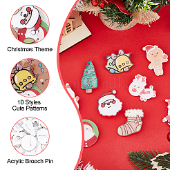 40 stücke 10 stil weihnachten socke & santa claus & baum & lebkuchen mann & deer acryl brosche pin&nbsp;JEWB-FH0001-32