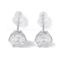 Pendientes de plata fina con circonita cúbica bañados en rodio para mujer&nbsp;EJEW-S215-20P