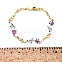 Messing-Gliederkettenarmbänder mit Mikropflaster und Zirkonia für Damen&nbsp;BJEW-C156-04B-01GP
